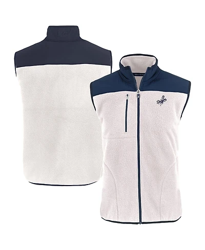 Cutter & Buck Men's Oatmeal/Navy Los Angeles Dodgers Cascade Eco Fleece Full-Zip Vest