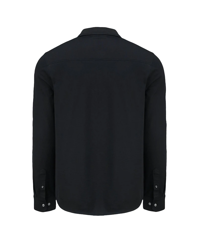 Cutter & Buck Men's Black Los Angeles Dodgers Knitted Advantage Tri-Blend Eco Soft Pique Long Sleeve Button-Up Shirt