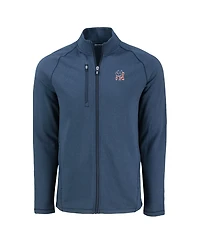 Cutter & Buck Men's Heather Navy New York Yankees Peshastin Eco Fleece Raglan Full-Zip Jacket