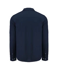 Cutter & Buck Men's Navy Los Angeles Dodgers Knitted Advantage Tri-Blend Eco Soft Pique Long Sleeve Button-Up Shirt