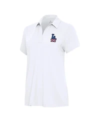 Antigua Women's White Los Angeles Dodgers Independence Day Patriotic Logo Era Polo