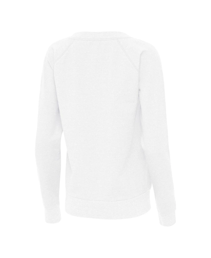 Antigua Women's White Los Angeles Dodgers Varsity Tri-Blend V-Neck Long Sleeve T-Shirt