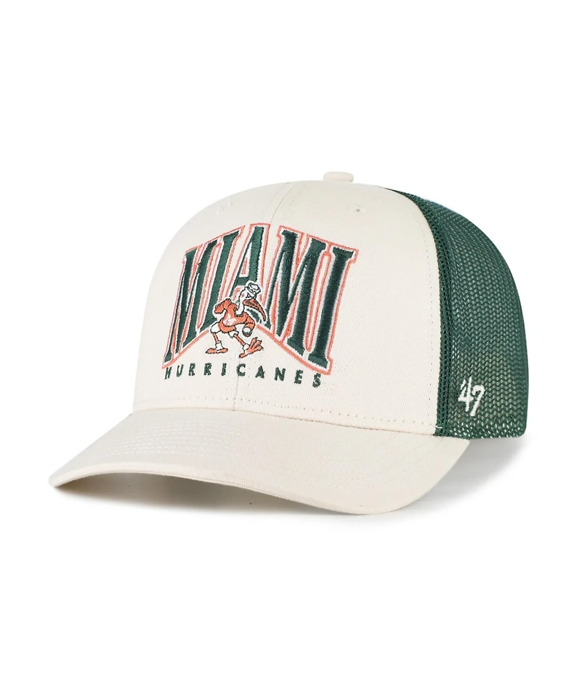 '47 Brand Men's Natural Miami Hurricanes Drawbridge Trucker Adjustable Hat