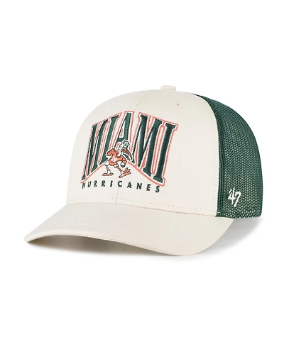 '47 Brand Men's Natural Miami Hurricanes Drawbridge Trucker Adjustable Hat