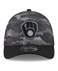 New Era Men's Black Milwaukee Brewers Camo 39THIRTY A-Frame Flex Hat