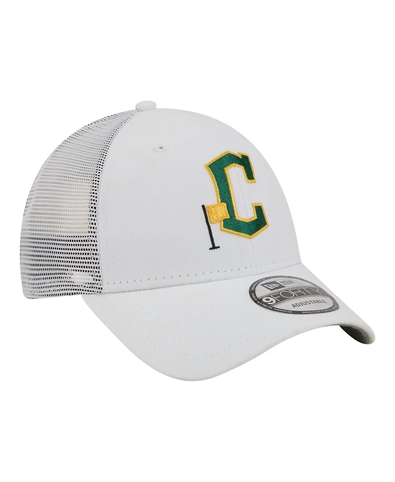 New Era Men's White Cleveland Guardians Flag 9FORTY Trucker Adjustable Hat
