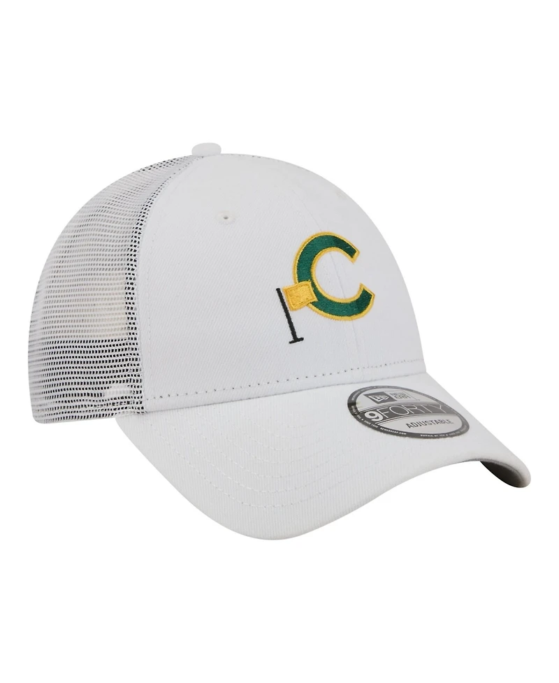 New Era Men's White Chicago Cubs Flag 9FORTY Trucker Adjustable Hat
