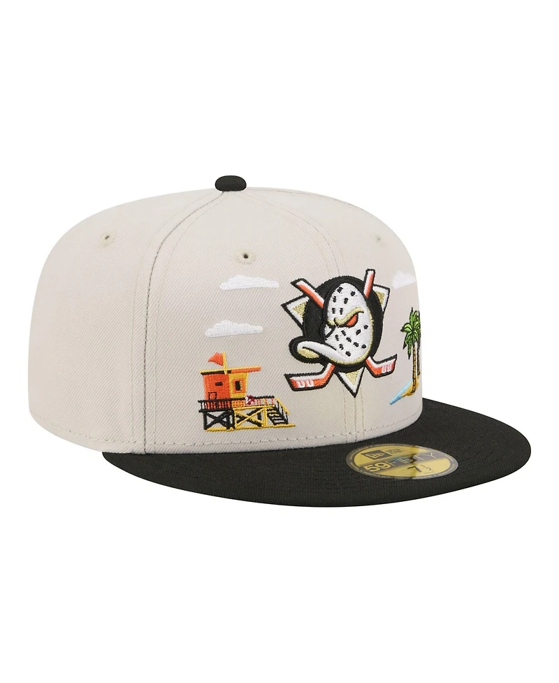 New Era Men's Tan/Black Anaheim Ducks Localized City Icon 59FIFTY Fitted Hat