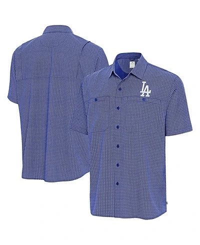 Antigua Men's Royal Los Angeles Dodgers Mosaic Button-Up Shirt