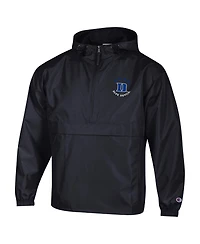 Champion Men's Black Duke Blue Devils Packable Hooded Windbreaker Half-Zip Jacket