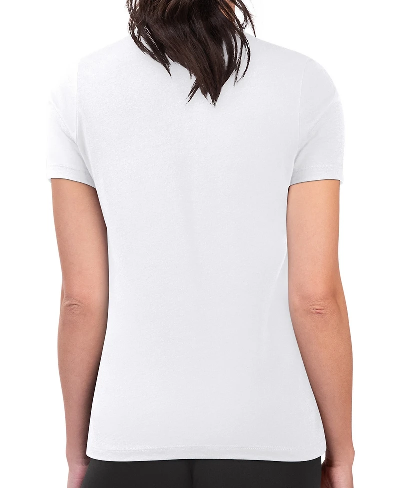 G-iii 4Her by Carl Banks Women's White Los Angeles Dodgers Super-Slim Fit Lightweight Heart Graphic T-Shirt