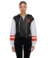 New Era Women's Black San Francisco Giants Boxy Lace-Up Hoodie