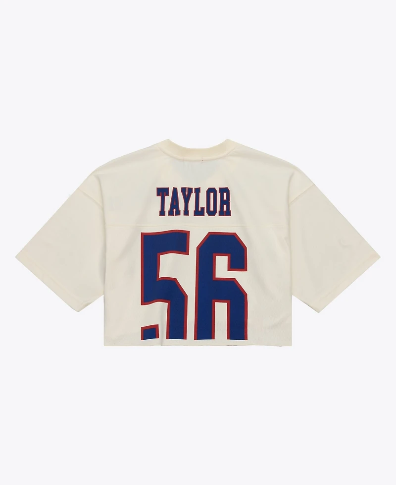 Mitchell & Ness Women's Lawrence Taylor Cream New York Giants Retired Player Cropped Fashion Jersey