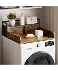 homfan Laundry Countertop, 54 Inch Wood Washer Dryer Topper with 2 Tier Shelf for Room