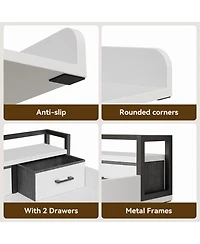 homfan Laundry Countertop, 54 Inch Wood Washer Dryer Topper with 2 Tier Shelf for Laundry Room
