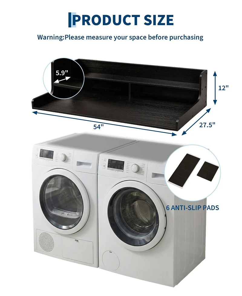 homfan Heavy Duty Laundry Shelf Over Washer and Dryer