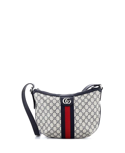 Pre-Owned Gucci Ophidia Half Moon Hobo Gg Coated Canvas