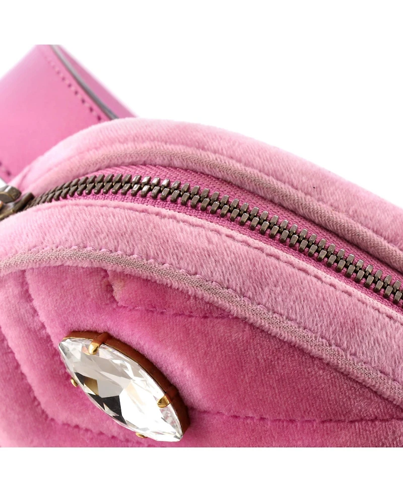 Pre-Owned Gucci Gg Marmont Belt Bag Embellished Matelasse Velvet