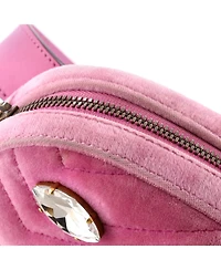 Pre-Owned Gucci Gg Marmont Belt Bag Embellished Matelasse Velvet