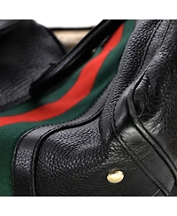 Pre-Owned Gucci Medium Vintage Web Boston Bag Leather