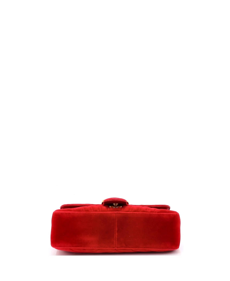 Pre-Owned Gucci Small Gg Marmont Flap Bag Matelasse Velvet