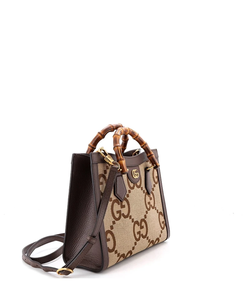 Pre-Owned Gucci Small Diana Nm Bamboo Handle Tote Jumbo Gg Canvas