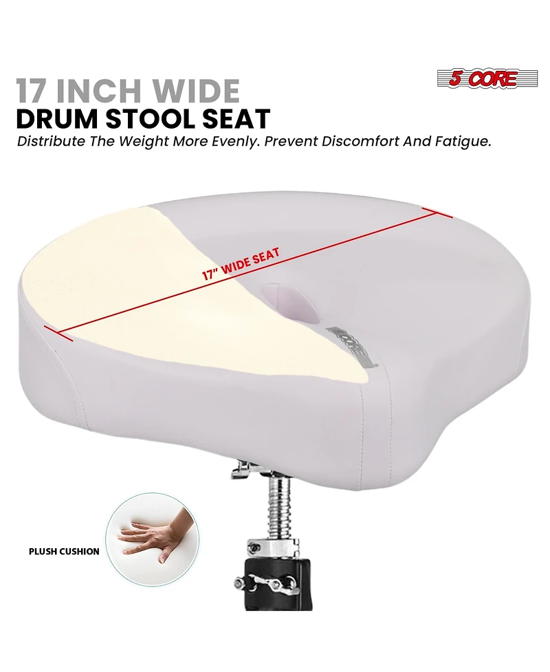 5 core Drum Throne 4inch Padded Seat Adjustable 25.5inch 360degree(s) Swivel Heavy Duty Guitar Stool