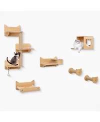 Cozito 6 Piece Cat Wall Furniture Set with Wall Mounted Shelves and Bowls