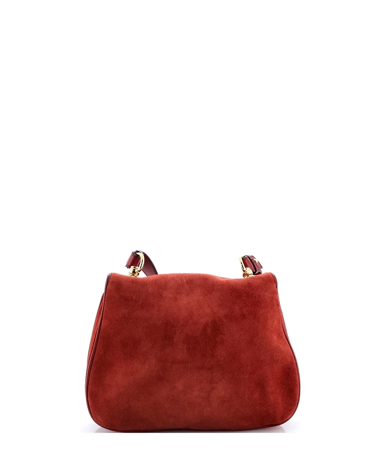 Pre-Owned Gucci Medium Blondie Nm Flap Bag Suede