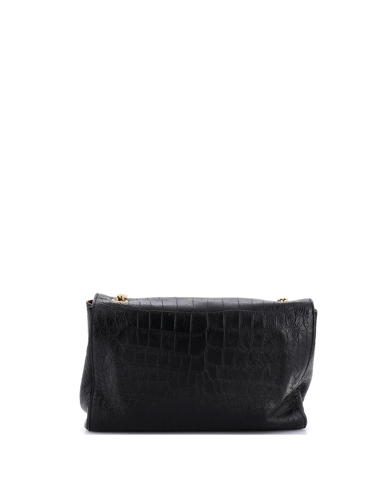 Pre-Owned Saint Laurent Medium Classic Monogram Reversible Shoulder Bag Embossed Leather and Suede