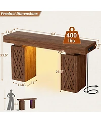 Aheaplus 63" Entry Table with Charging Station, Console Rgb Led Light