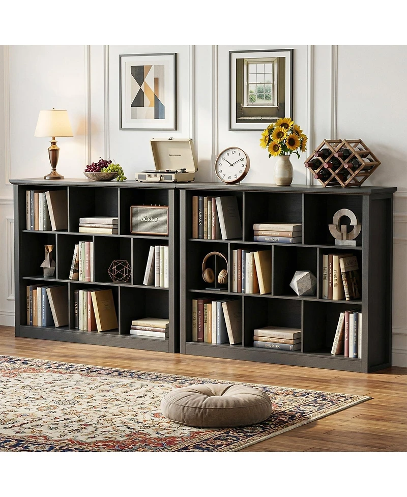Aheaplus 10 Cubes Storage Bookshelf, Floor Standing Bookcase