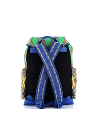 Pre-Owned Gucci Double Pocket Buckle Backpack Rhombus Gg Coated Canvas with Leather