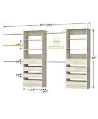 Aheaplus Closet System with 8 Wooden Drawers and 4 Hanging Rods, Organizer