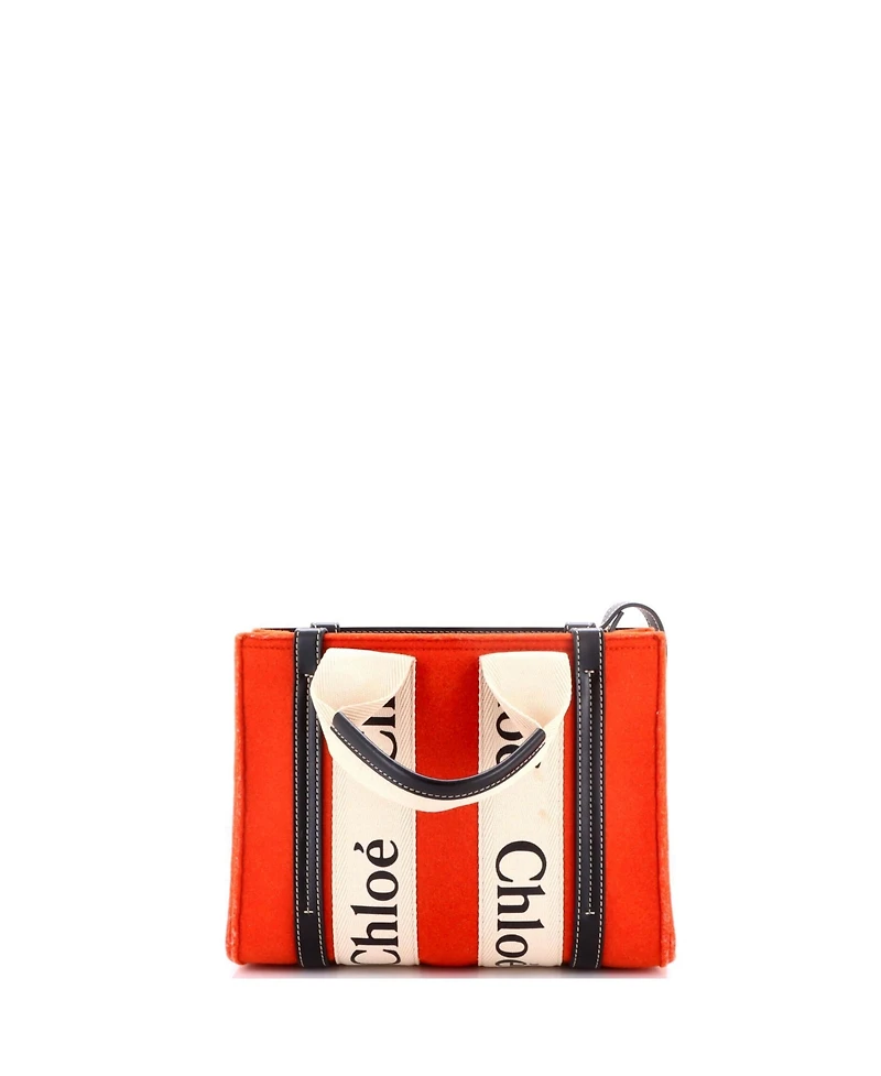 Pre-Owned Chloe Small Woody Tote Felt with Leather and Canvas