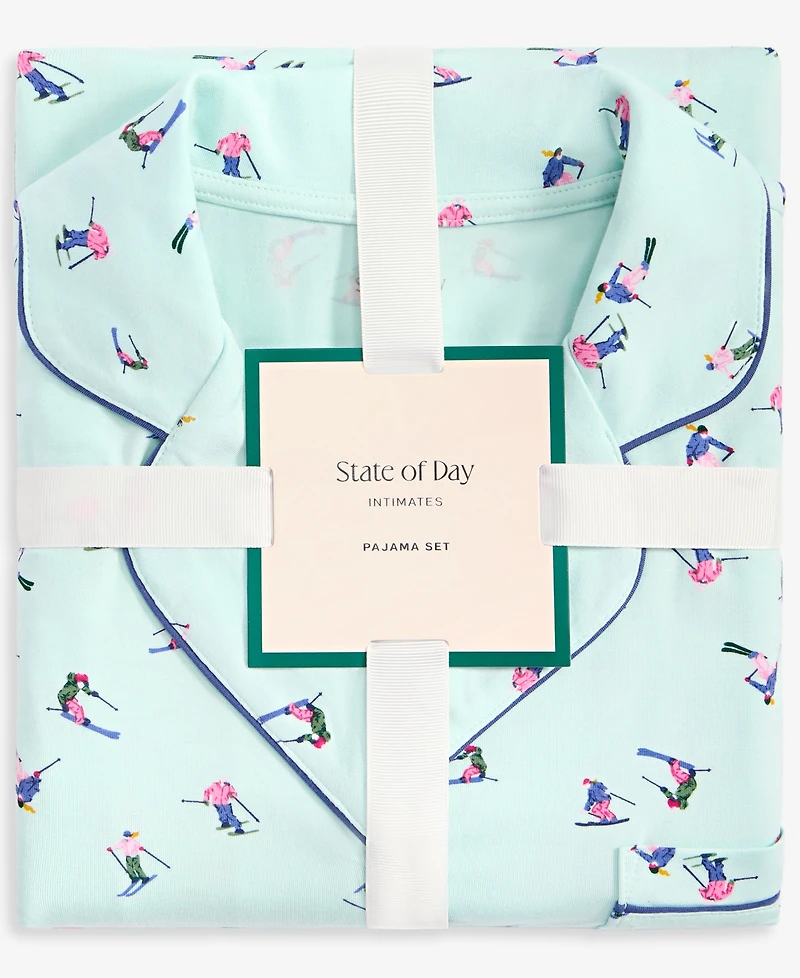 State of Day Women's Packaged Notched-Collar Pajama Set Xs-3X, Created for Macy's