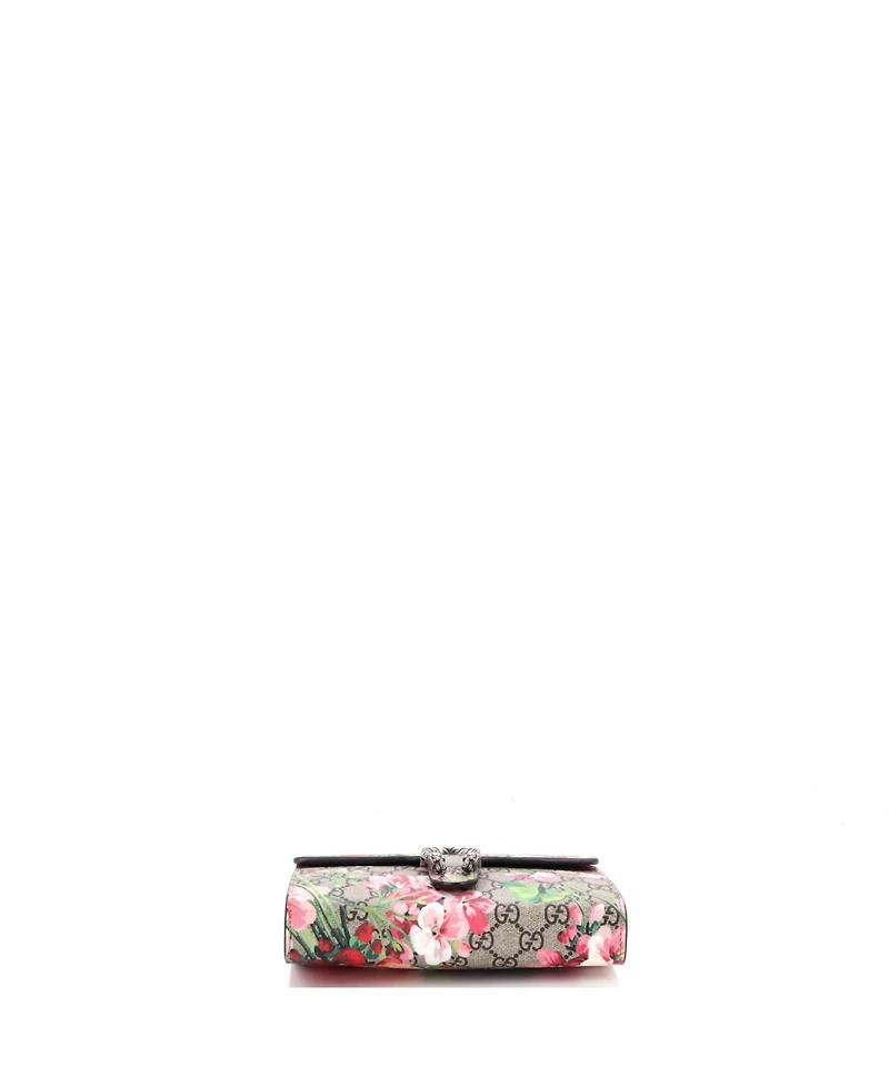 Pre-Owned Gucci Small Dionysus Chain Wallet Blooms Print Gg Coated Canvas