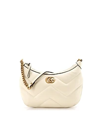 Pre-Owned Gucci Small Gg Marmont Chain Moon Hobo Matelasse Leather