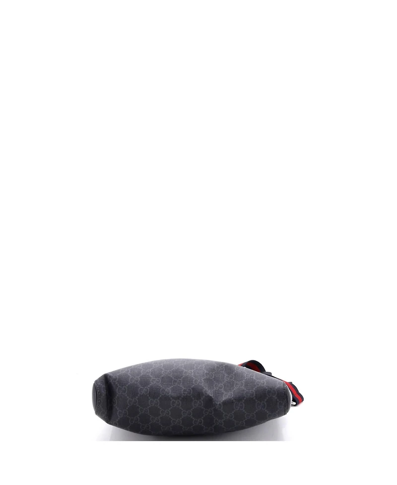 Pre-Owned Gucci Medium Web Strap Front Zip Messenger Bag Gg Coated Canvas