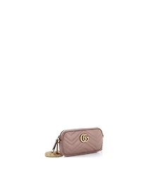 Pre-Owned Gucci Mini Gg Marmont Chain Crossbody Bag Matelasse Leather