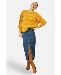 Yumi Women's Cable Knit Relaxed Fit Jumper