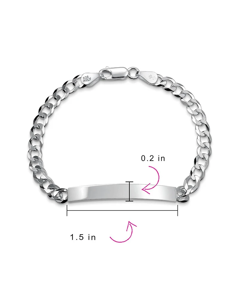 Bling Jewelry Identification Id Bracelet 5MM Cuban Curb Chain Link .925 Sterling Silver 7.5 - 8.5 inch
