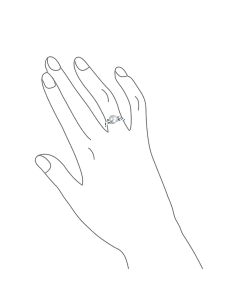 Bling Jewelry Party Cz Halo Side Stones Solitaire Freshwater Cultured Pearl Cocktail Ring .925 Sterling Silver