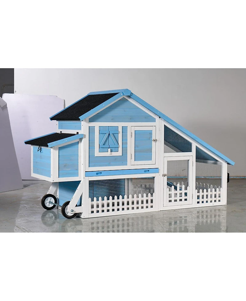 Streamdale Furniture 76inch" Wooden Rabbit Hutch with Waterproof Roof, Outdoor Run, and Removable Tray