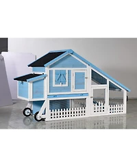 Streamdale Furniture 76inch" Wooden Rabbit Hutch with Waterproof Roof, Outdoor Run, and Removable Tray