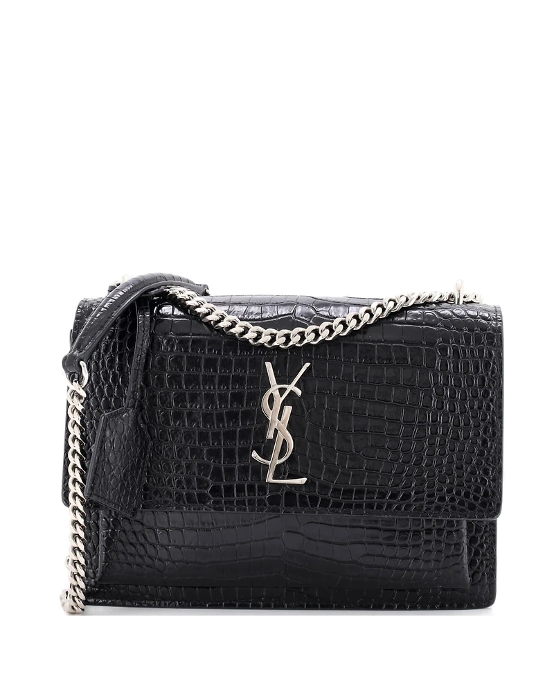 Pre-Owned Saint Laurent Medium Sunset Crossbody Bag Embossed Leather