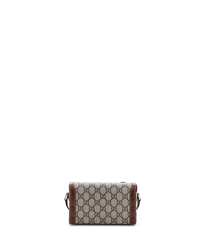Pre-Owned Gucci Mini Horsebit 1955 Flap Crossbody Bag Gg Coated Canvas
