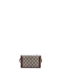 Pre-Owned Gucci Mini Horsebit 1955 Flap Crossbody Bag Gg Coated Canvas