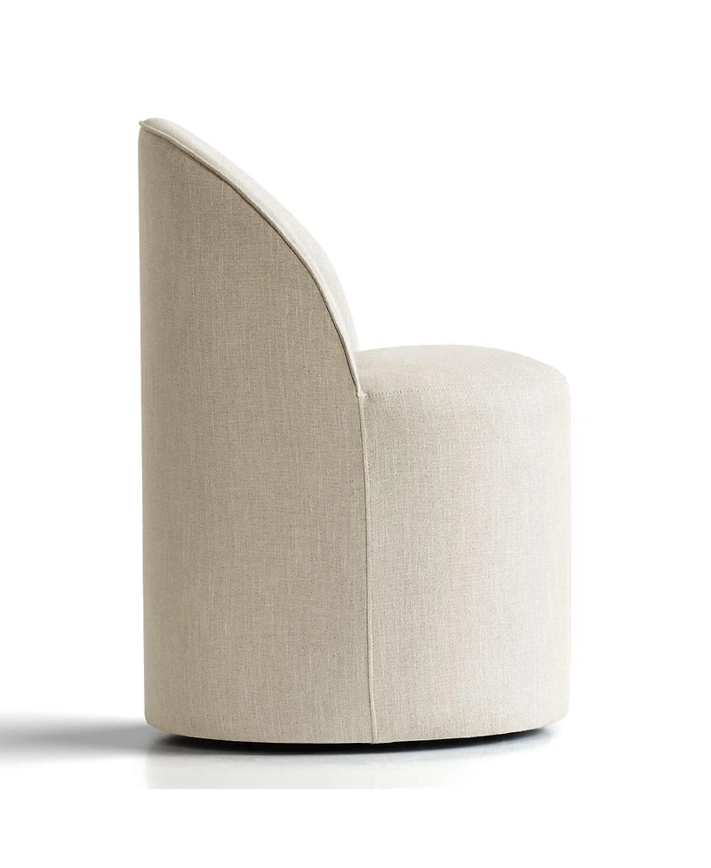 Maison Boucle Linen Upholstered Rolling Dining Chair with Casters Swivel 1 Piece