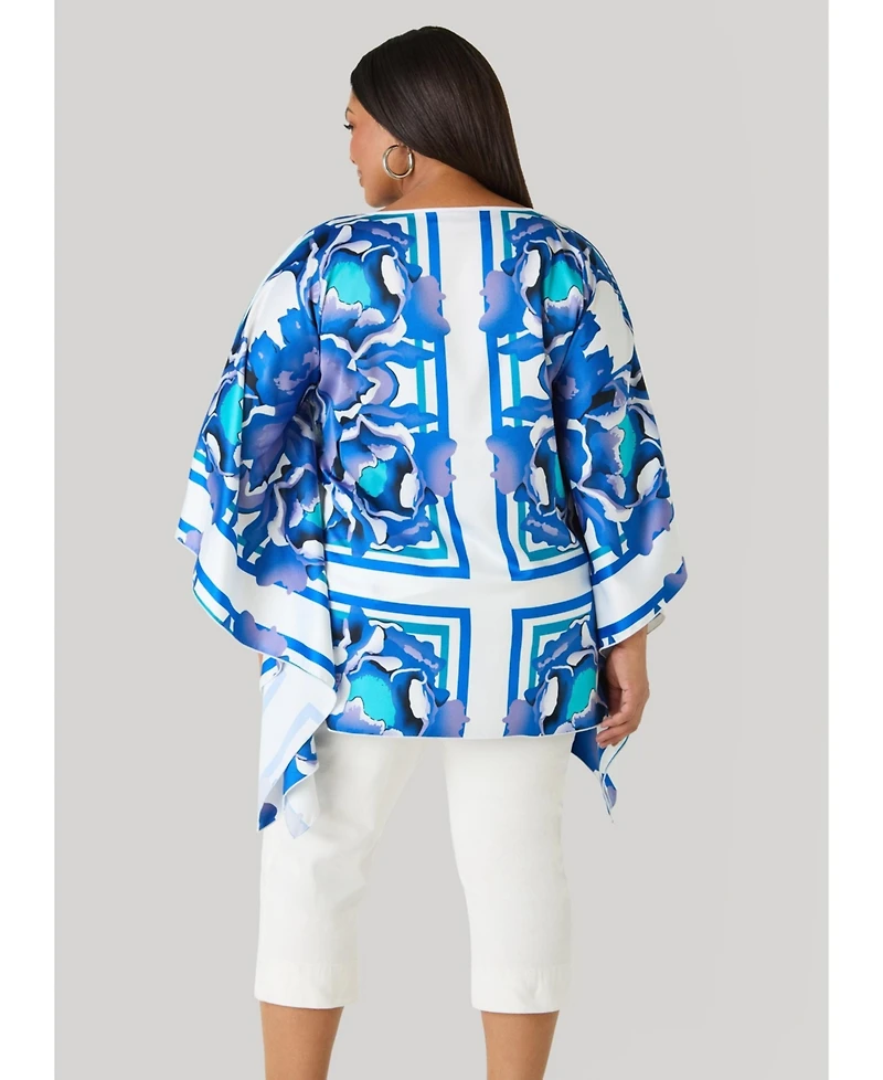 Ashley Stewart Women's Floral Satin Tunic